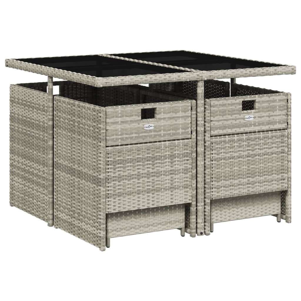 9-delige Tuinset met kussens poly rattan lichtgrijs is nu te koop bij PeponiXL, paradijselijk wonen!