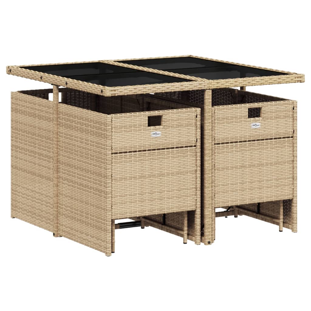 9-delige Tuinset met kussens poly rattan gemengd beige is nu te koop bij PeponiXL, paradijselijk wonen!