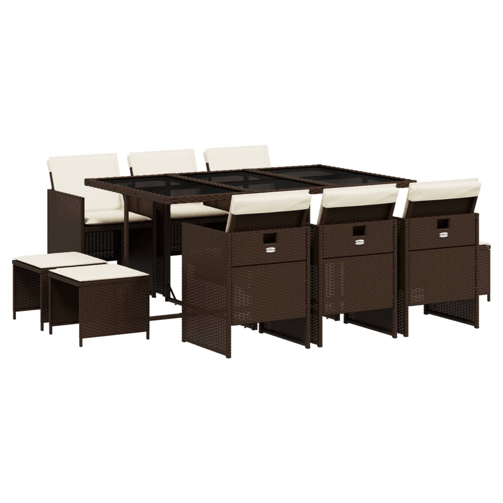 11-delige Tuinset met kussens poly rattan bruin is nu te koop bij PeponiXL, paradijselijk wonen!