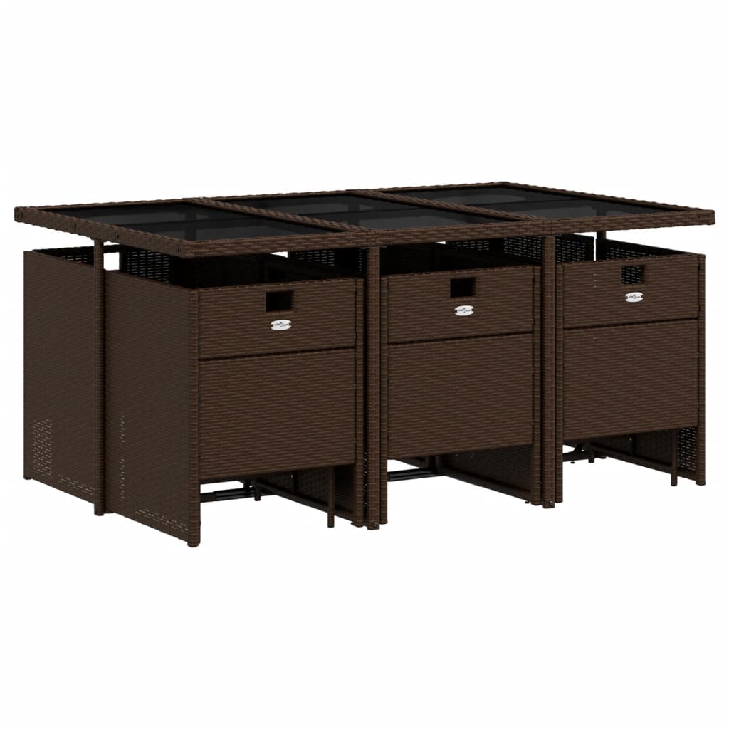 11-delige Tuinset met kussens poly rattan bruin is nu te koop bij PeponiXL, paradijselijk wonen!