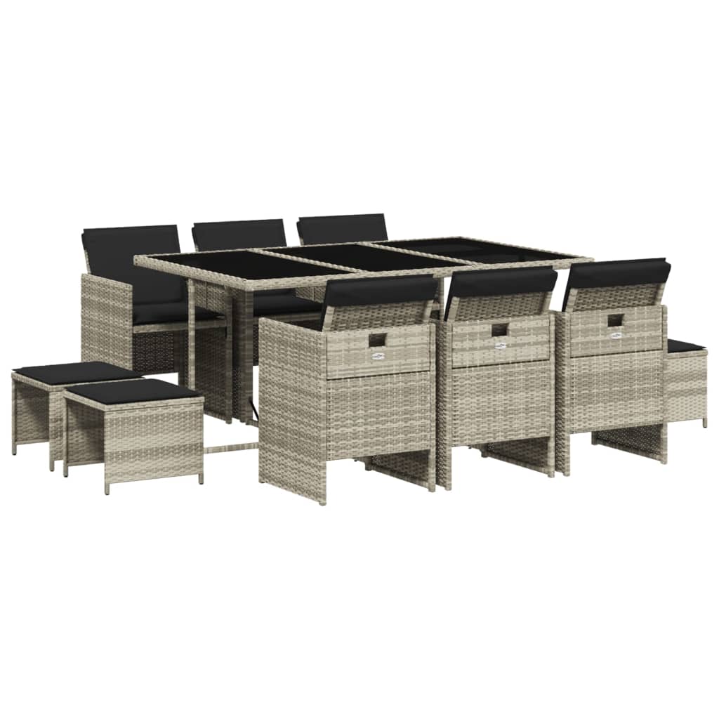 11-delige Tuinset met kussens poly rattan lichtgrijs is nu te koop bij PeponiXL, paradijselijk wonen!