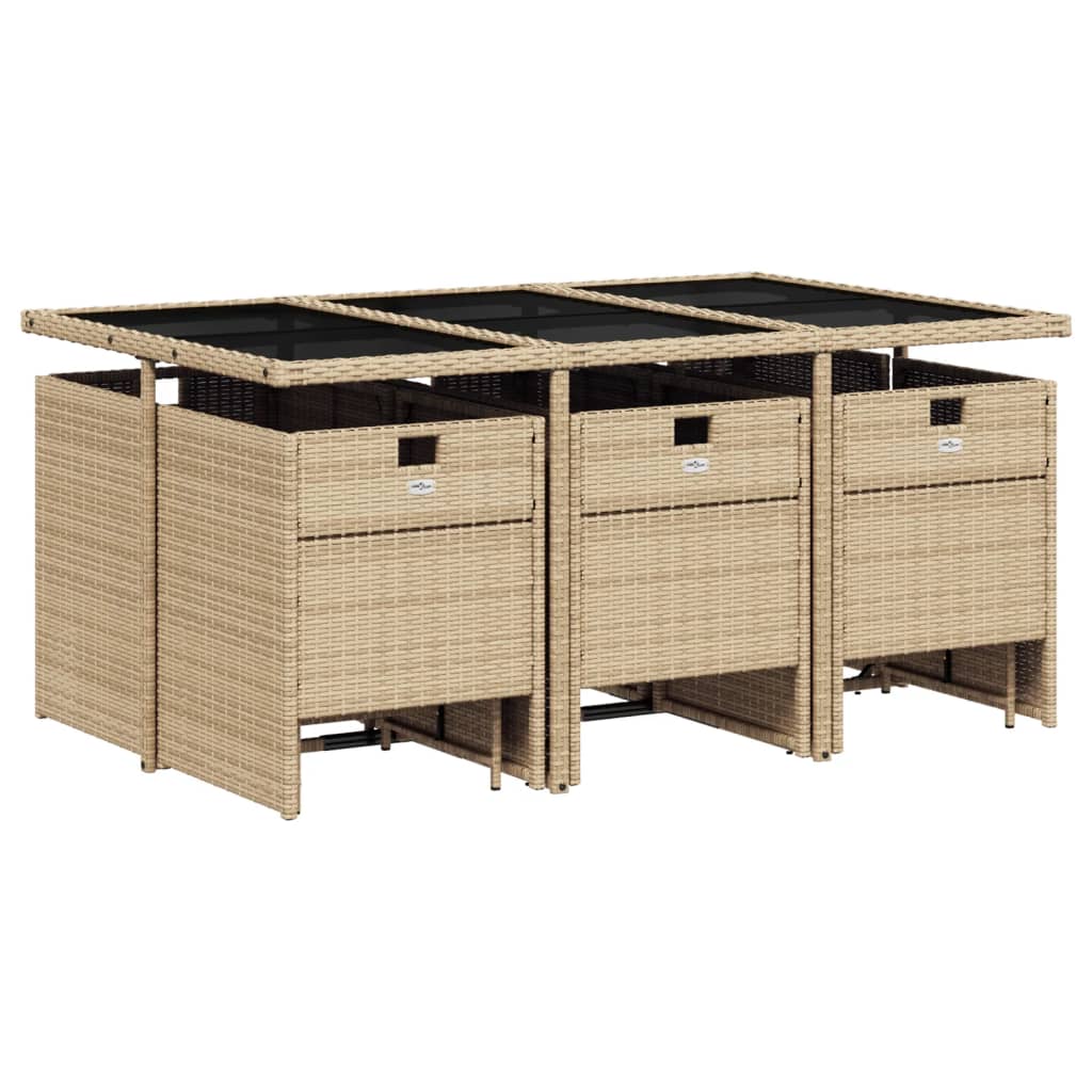11-delige Tuinset met kussens poly rattan gemengd beige is nu te koop bij PeponiXL, paradijselijk wonen!