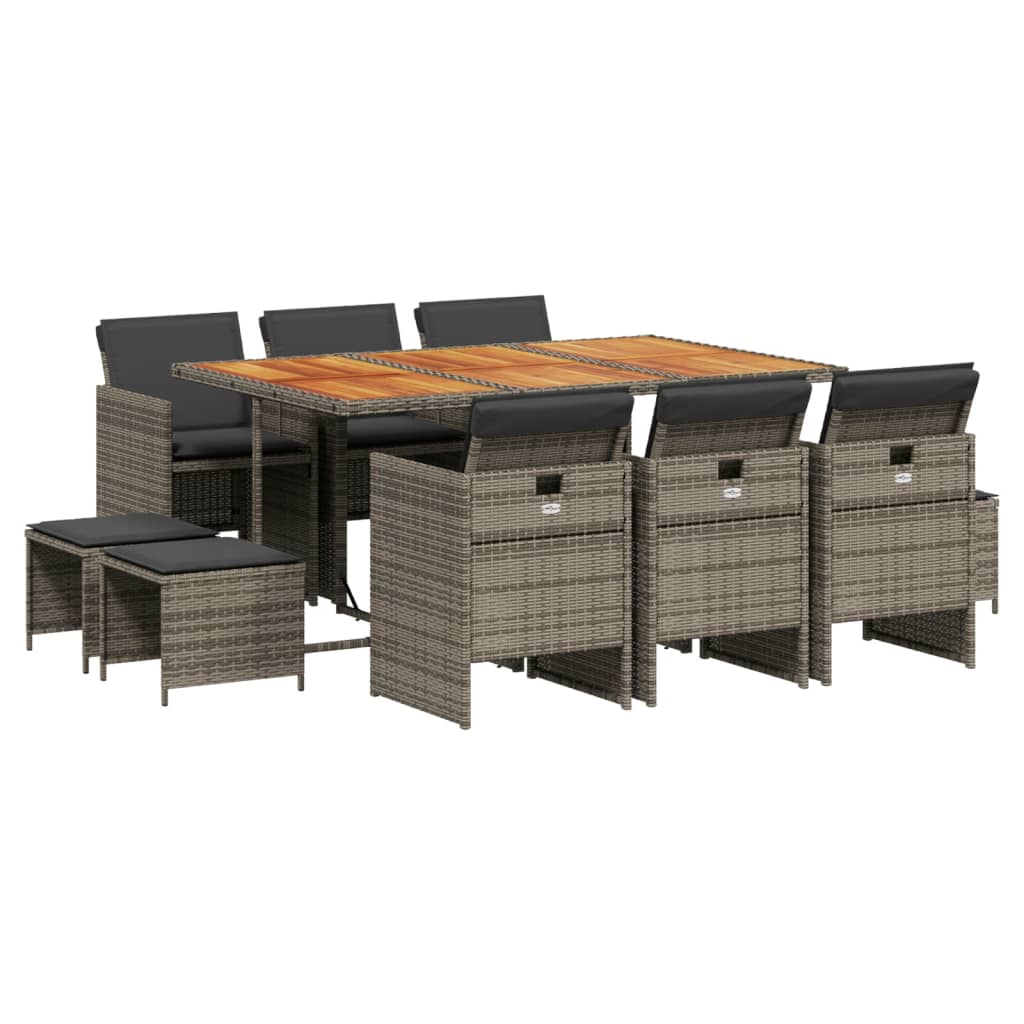 11-delige Tuinset met kussens poly rattan grijs is nu te koop bij PeponiXL, paradijselijk wonen!