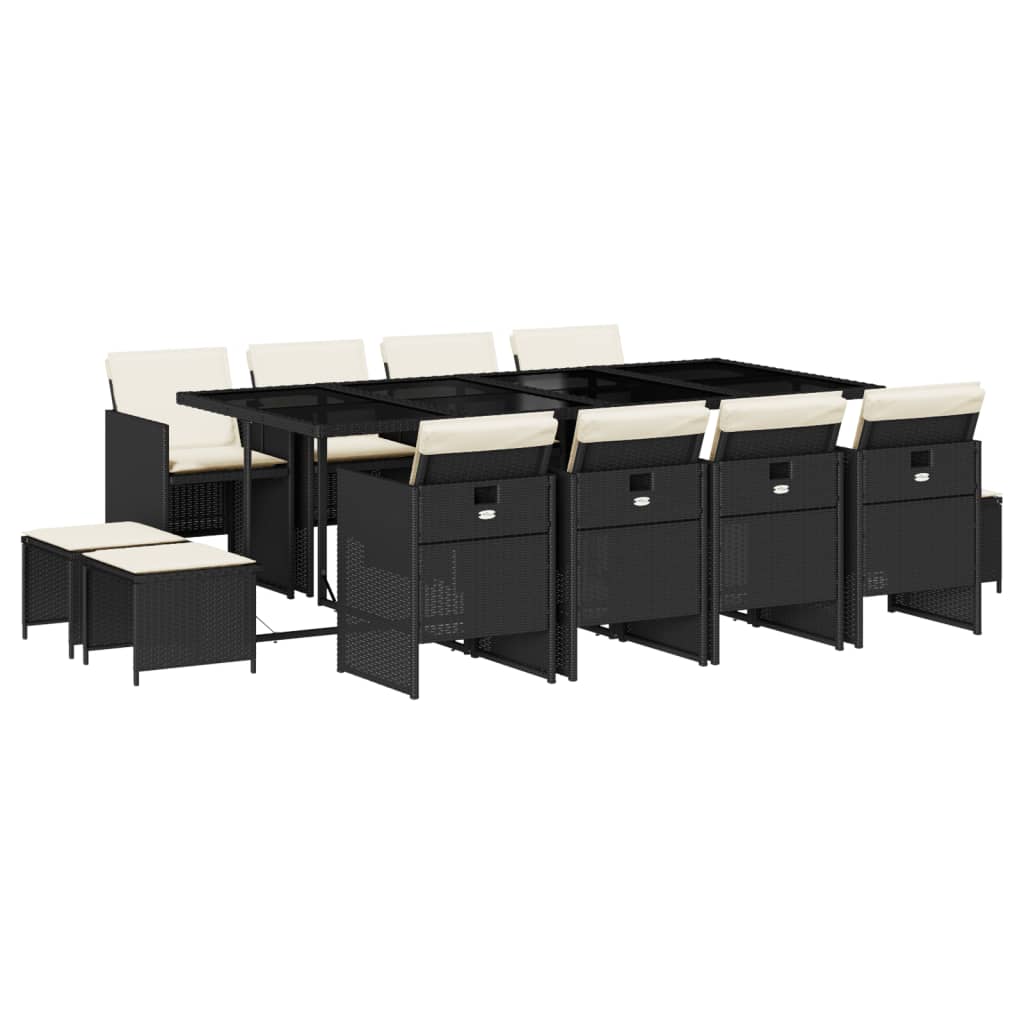 13-delige Tuinset met kussens poly rattan zwart is nu te koop bij PeponiXL, paradijselijk wonen!