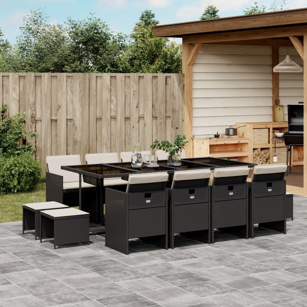 13-delige Tuinset met kussens poly rattan zwart is nu te koop bij PeponiXL, paradijselijk wonen!