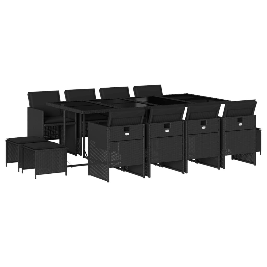 13-delige Tuinset met kussens poly rattan zwart is nu te koop bij PeponiXL, paradijselijk wonen!