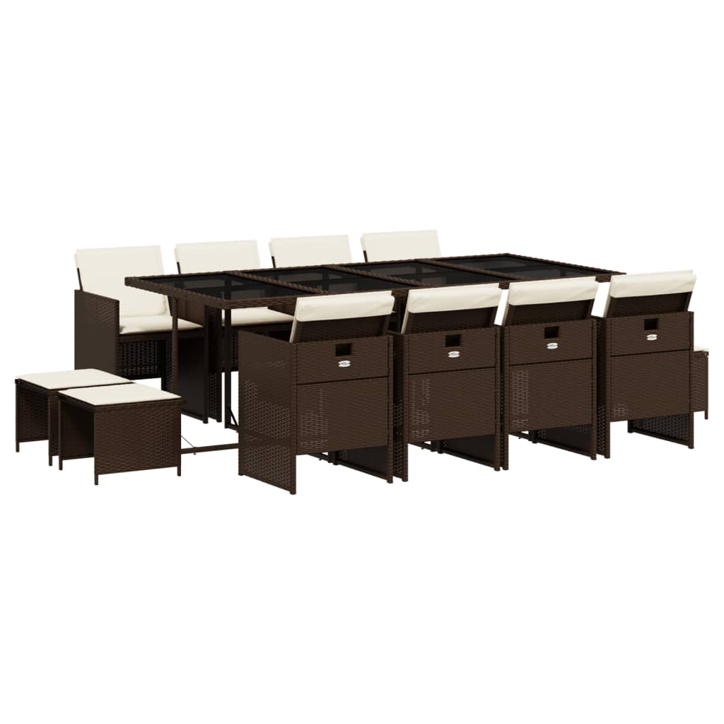 13-delige Tuinset met kussens poly rattan bruin is nu te koop bij PeponiXL, paradijselijk wonen!