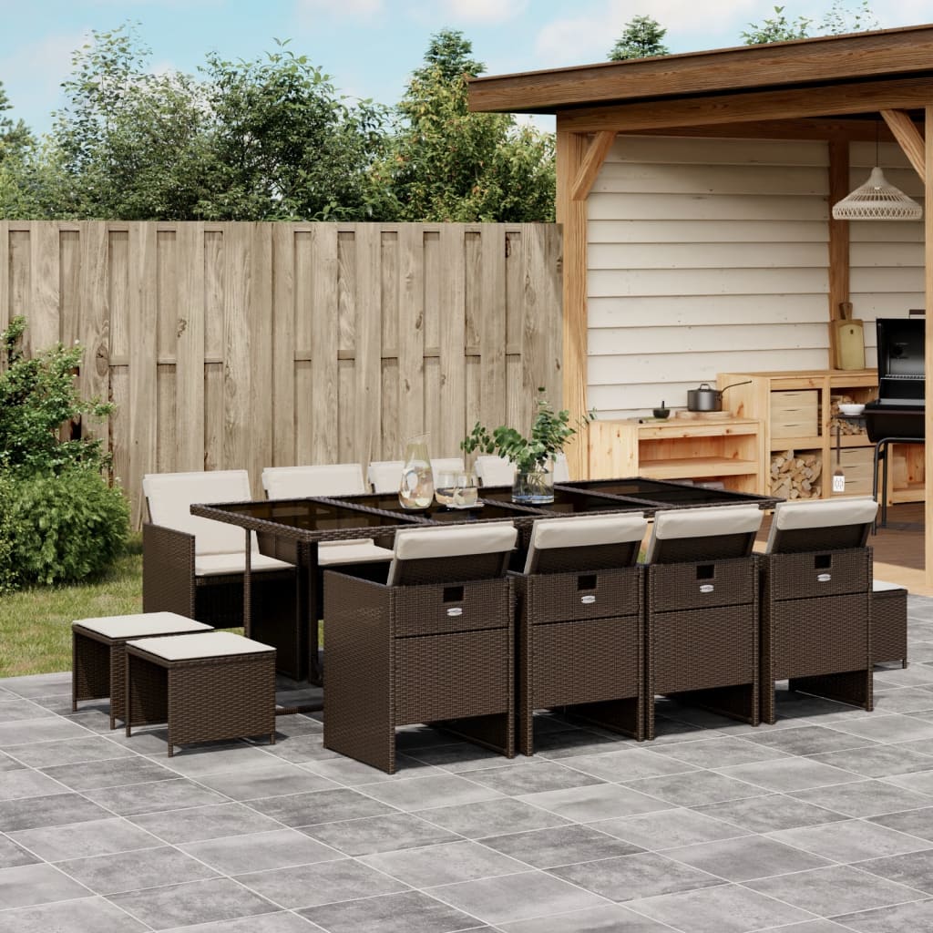 13-delige Tuinset met kussens poly rattan bruin is nu te koop bij PeponiXL, paradijselijk wonen!