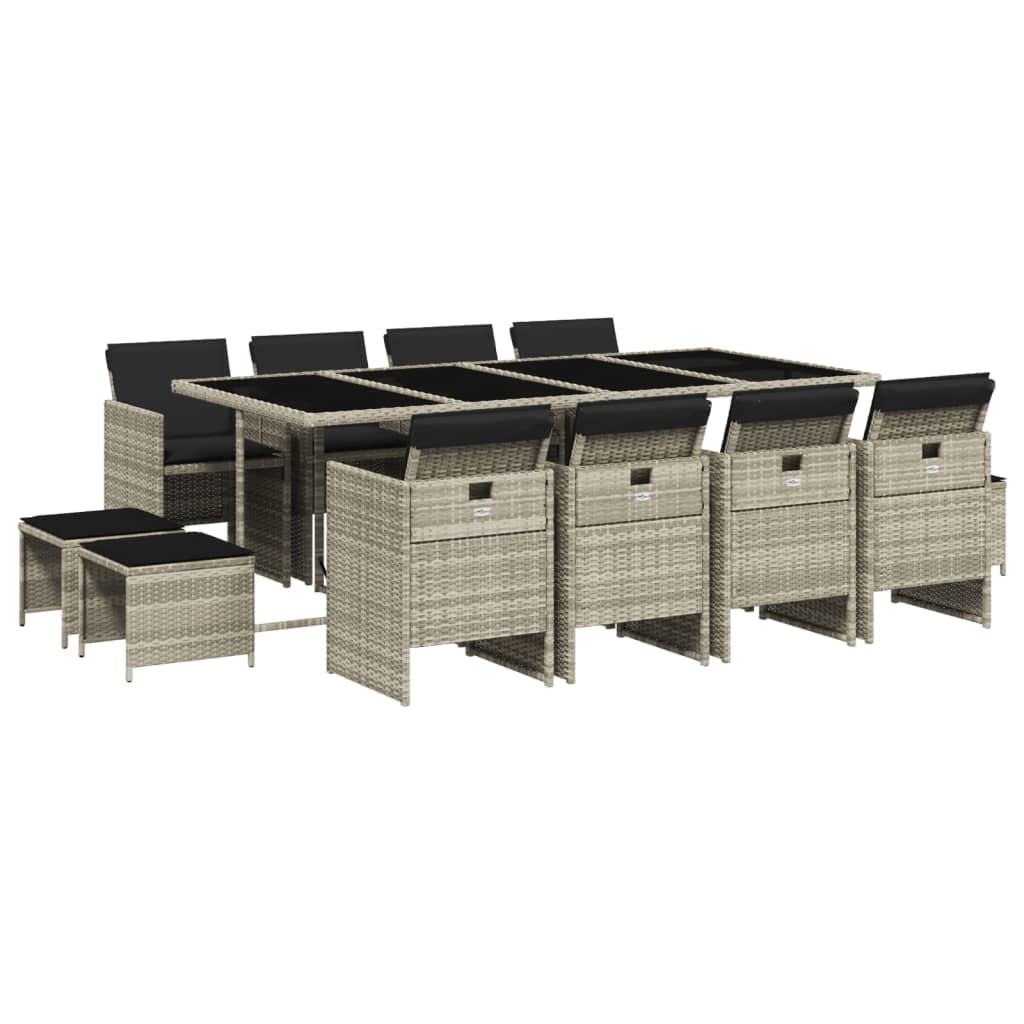 13-delige Tuinset met kussens poly rattan lichtgrijs is nu te koop bij PeponiXL, paradijselijk wonen!