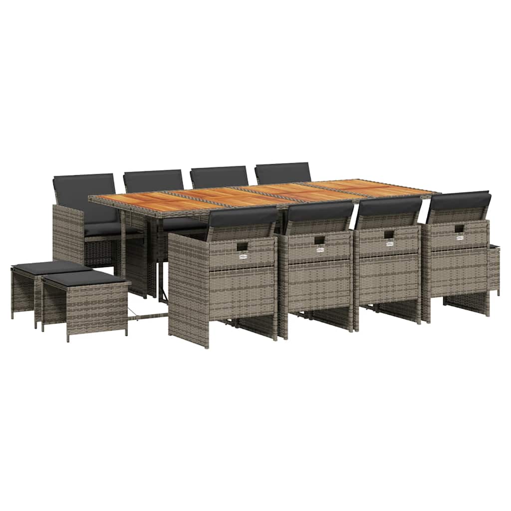 13-delige Tuinset met kussens poly rattan grijs is nu te koop bij PeponiXL, paradijselijk wonen!