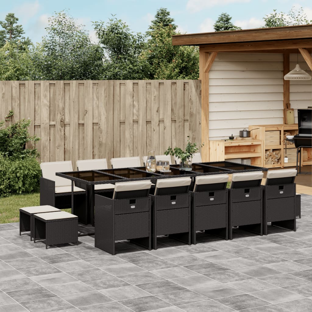 15-delige Tuinset met kussens poly rattan zwart is nu te koop bij PeponiXL, paradijselijk wonen!