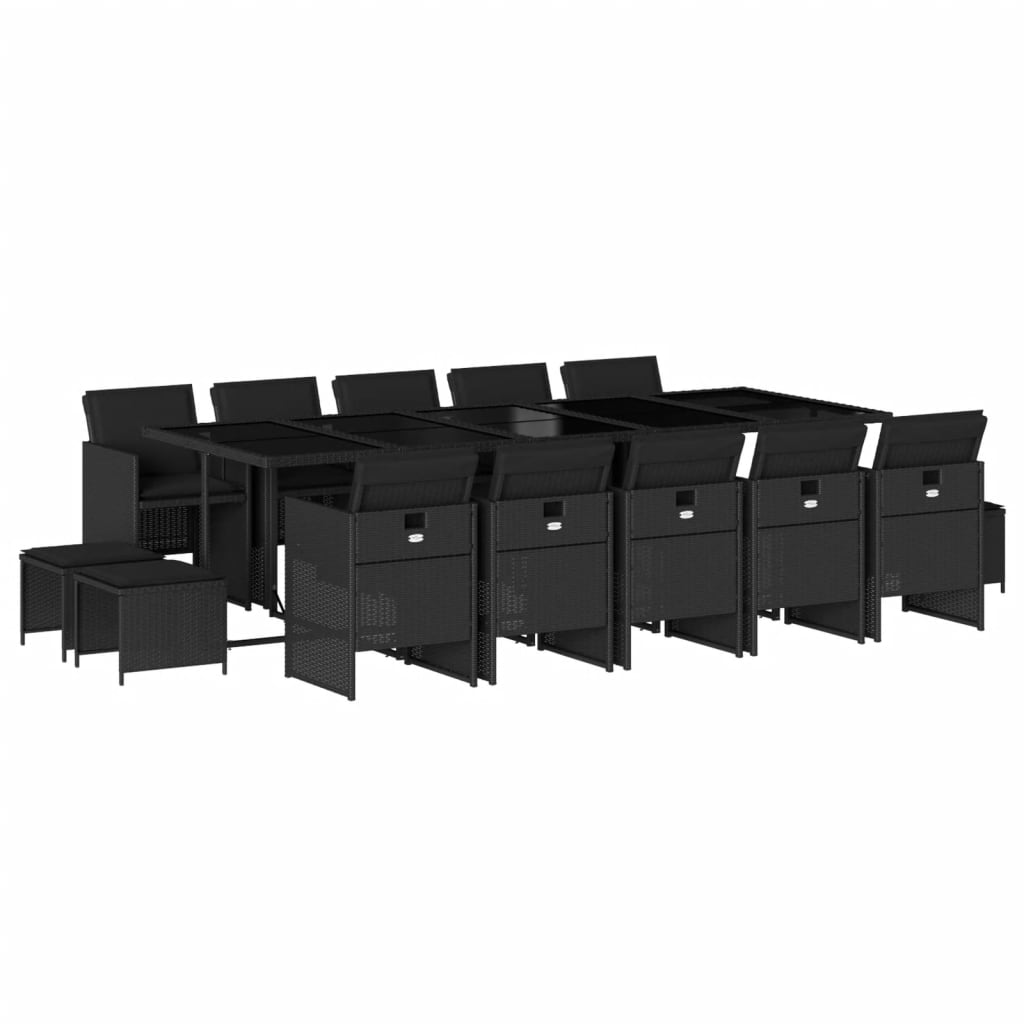 15-delige Tuinset met kussens poly rattan zwart is nu te koop bij PeponiXL, paradijselijk wonen!