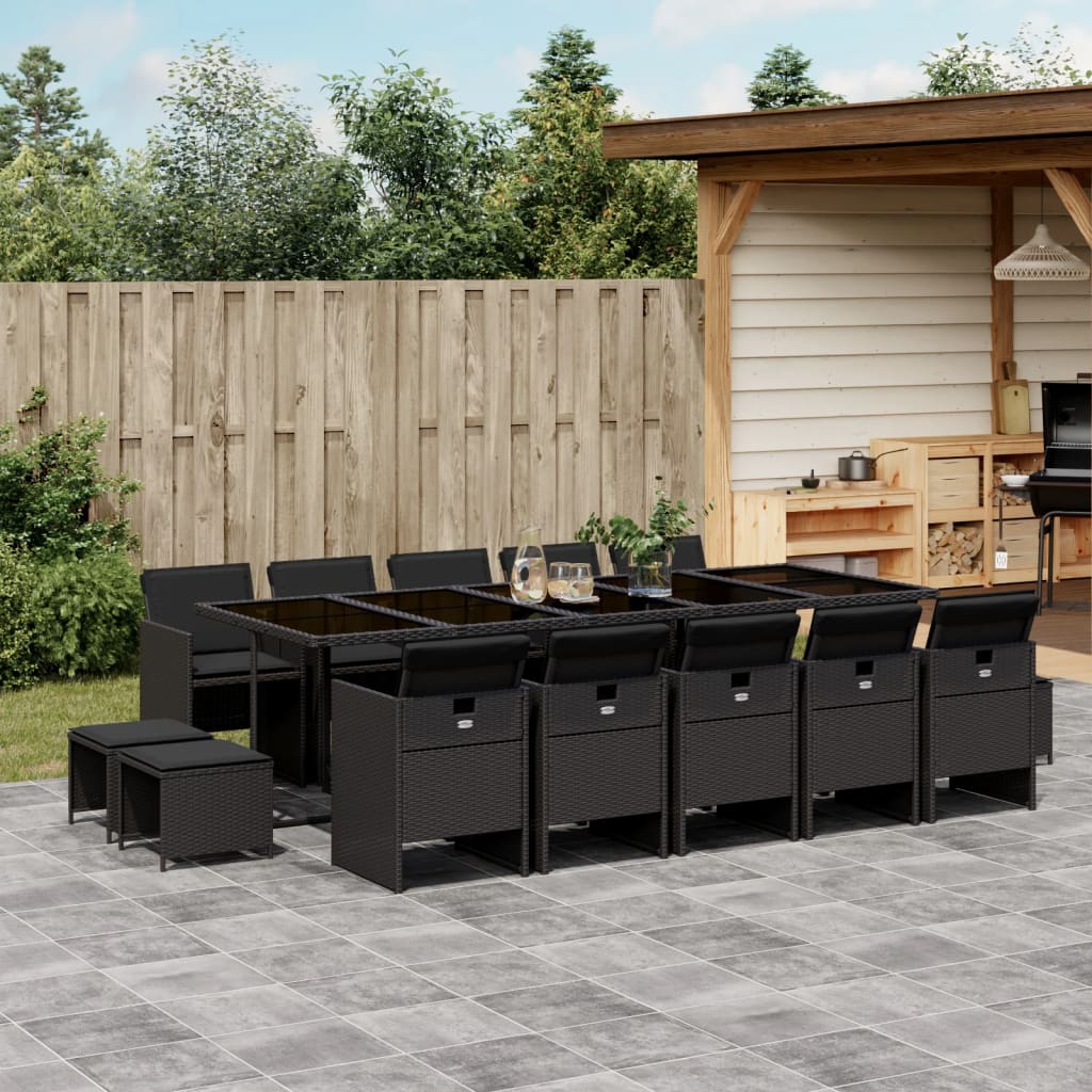 15-delige Tuinset met kussens poly rattan zwart is nu te koop bij PeponiXL, paradijselijk wonen!