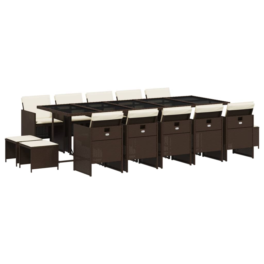 15-delige Tuinset met kussens poly rattan bruin is nu te koop bij PeponiXL, paradijselijk wonen!