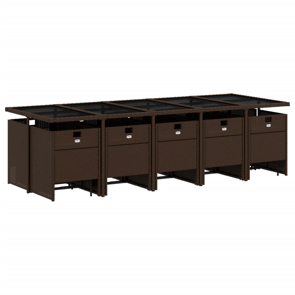 15-delige Tuinset met kussens poly rattan bruin is nu te koop bij PeponiXL, paradijselijk wonen!
