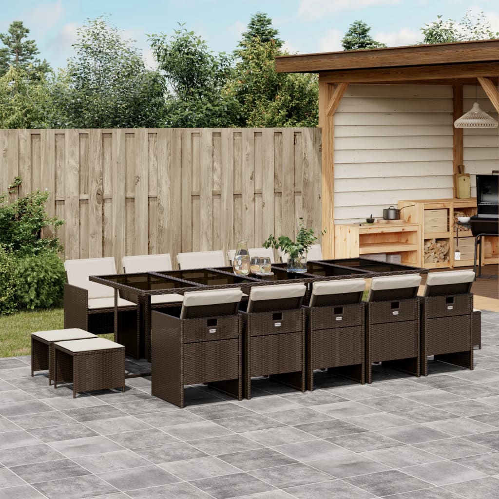 15-delige Tuinset met kussens poly rattan bruin is nu te koop bij PeponiXL, paradijselijk wonen!
