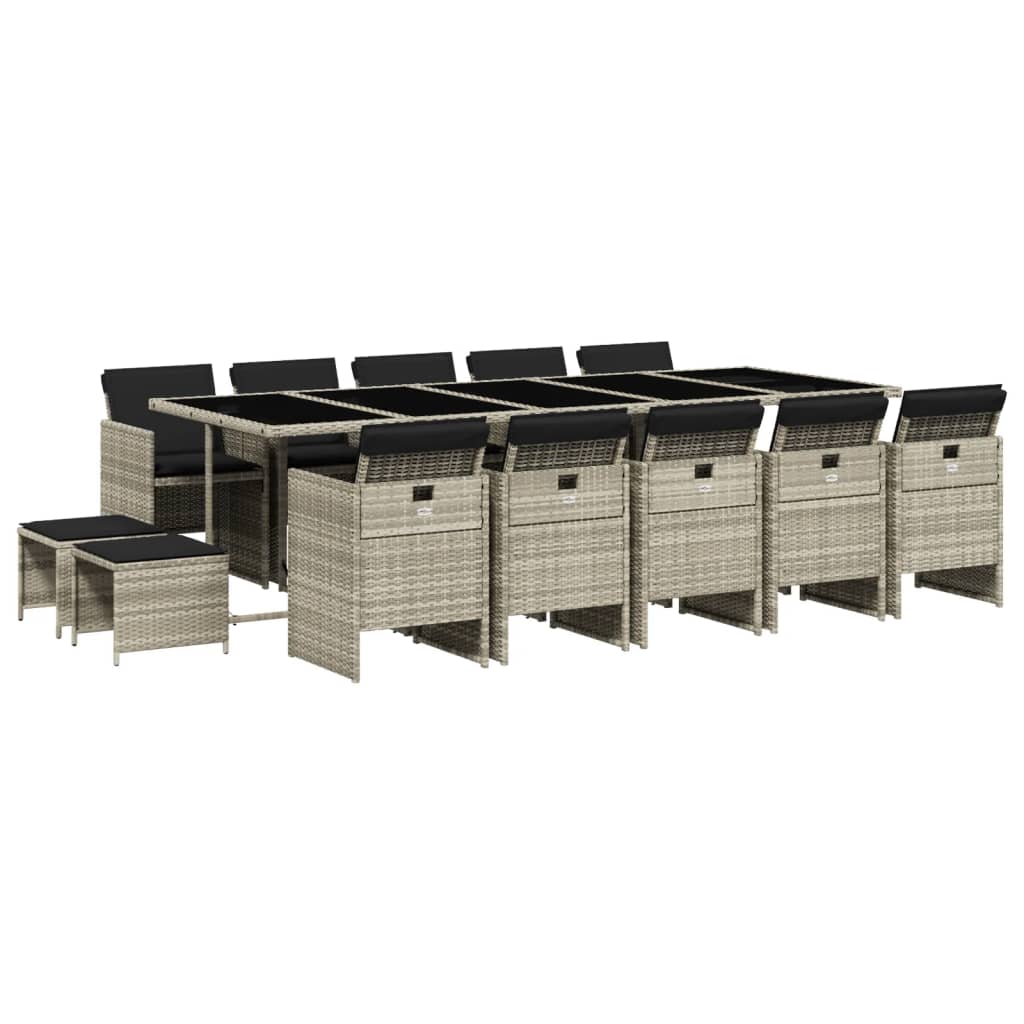 15-delige Tuinset met kussens poly rattan lichtgrijs is nu te koop bij PeponiXL, paradijselijk wonen!