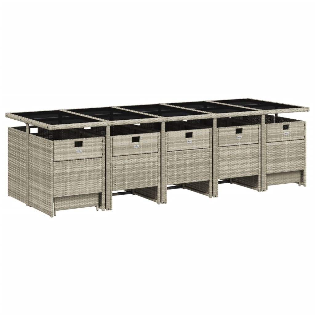 15-delige Tuinset met kussens poly rattan lichtgrijs is nu te koop bij PeponiXL, paradijselijk wonen!