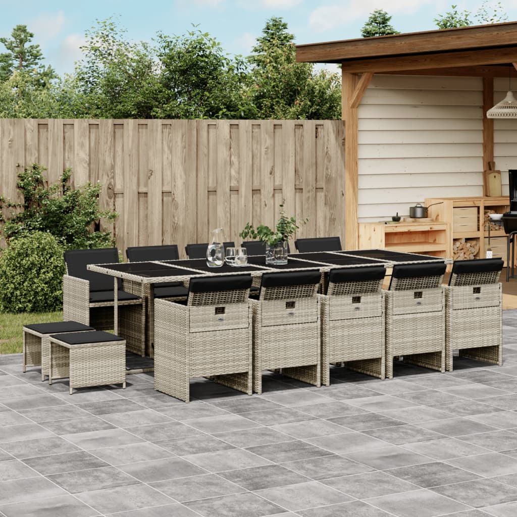 15-delige Tuinset met kussens poly rattan lichtgrijs is nu te koop bij PeponiXL, paradijselijk wonen!