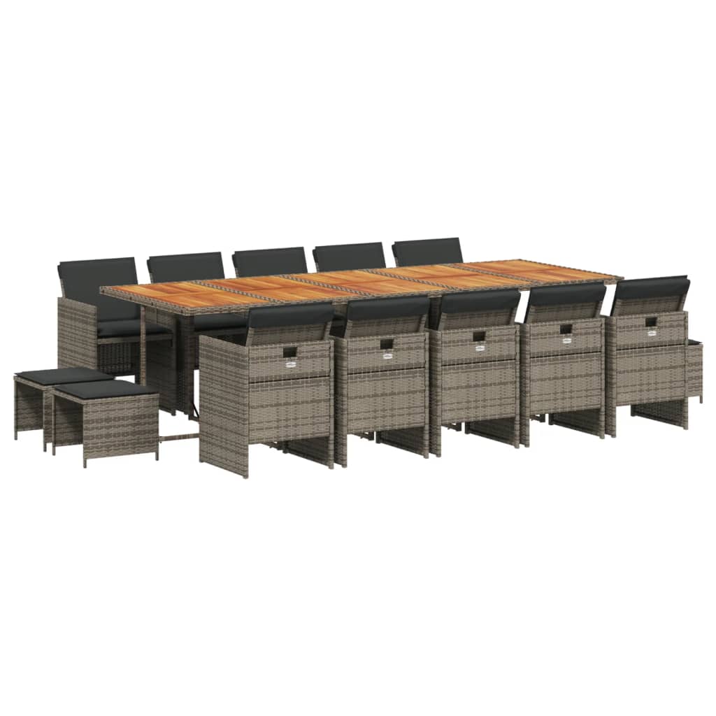 15-delige Tuinset met kussens poly rattan grijs is nu te koop bij PeponiXL, paradijselijk wonen!