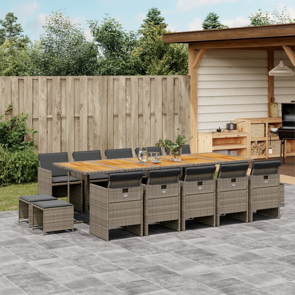 15-delige Tuinset met kussens poly rattan grijs is nu te koop bij PeponiXL, paradijselijk wonen!