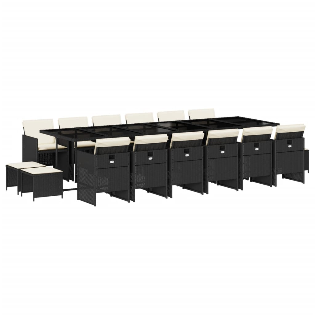 17-delige Tuinset met kussens poly rattan zwart is nu te koop bij PeponiXL, paradijselijk wonen!