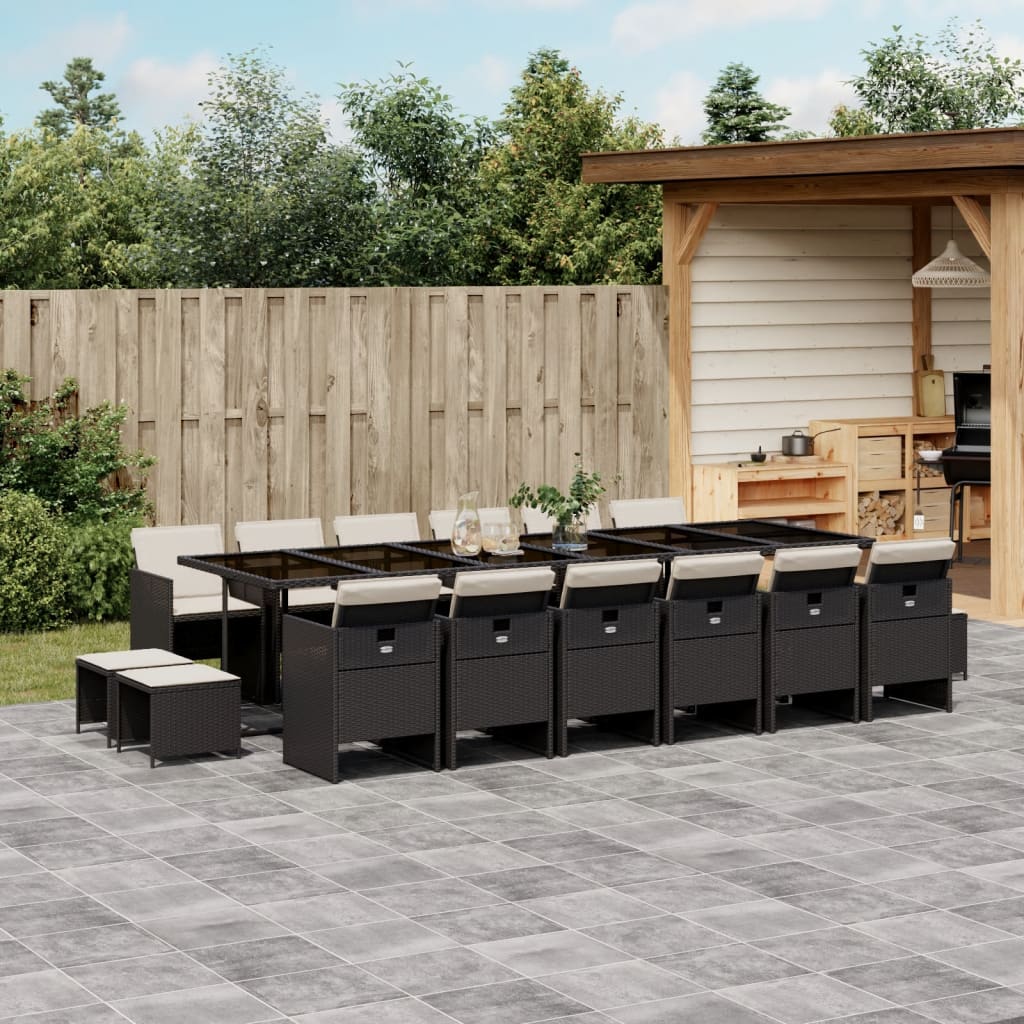 17-delige Tuinset met kussens poly rattan zwart is nu te koop bij PeponiXL, paradijselijk wonen!
