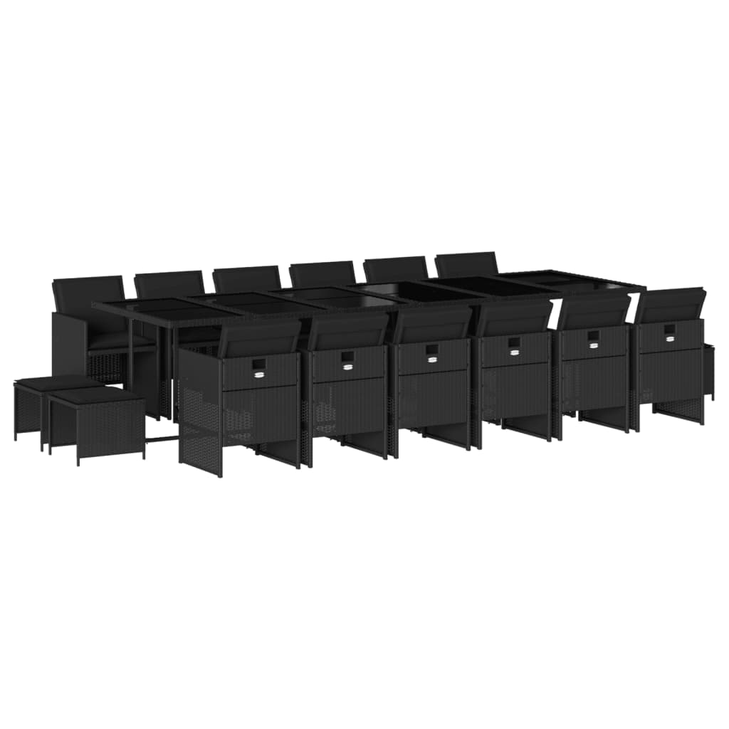 17-delige Tuinset met kussens poly rattan zwart is nu te koop bij PeponiXL, paradijselijk wonen!