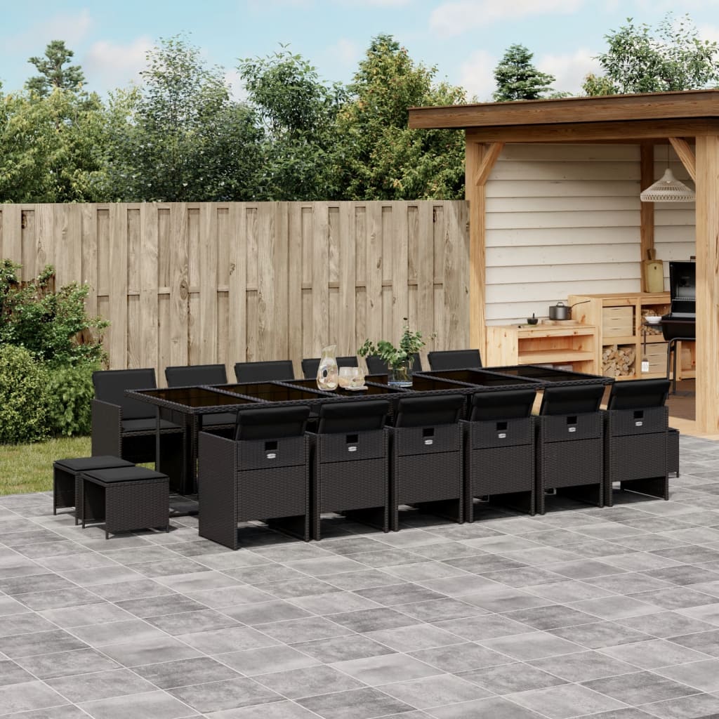 17-delige Tuinset met kussens poly rattan zwart is nu te koop bij PeponiXL, paradijselijk wonen!