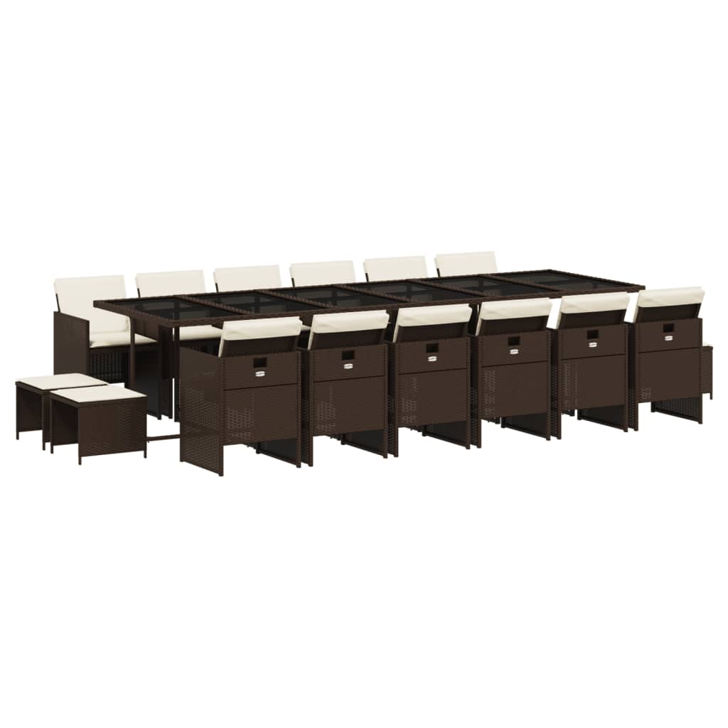 17-delige Tuinset met kussens poly rattan bruin is nu te koop bij PeponiXL, paradijselijk wonen!