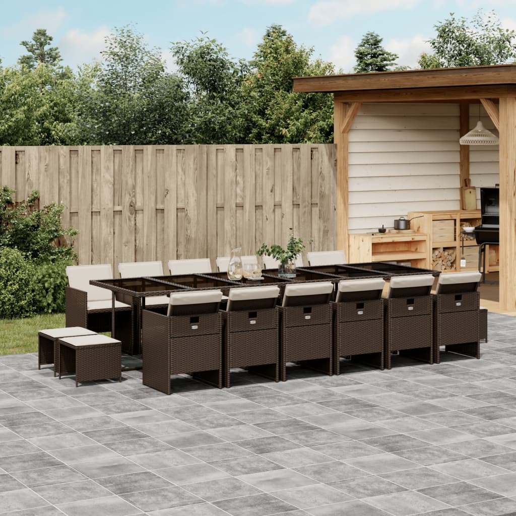 17-delige Tuinset met kussens poly rattan bruin is nu te koop bij PeponiXL, paradijselijk wonen!