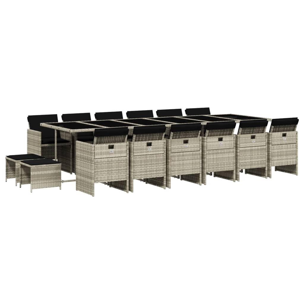17-delige Tuinset met kussens poly rattan lichtgrijs is nu te koop bij PeponiXL, paradijselijk wonen!