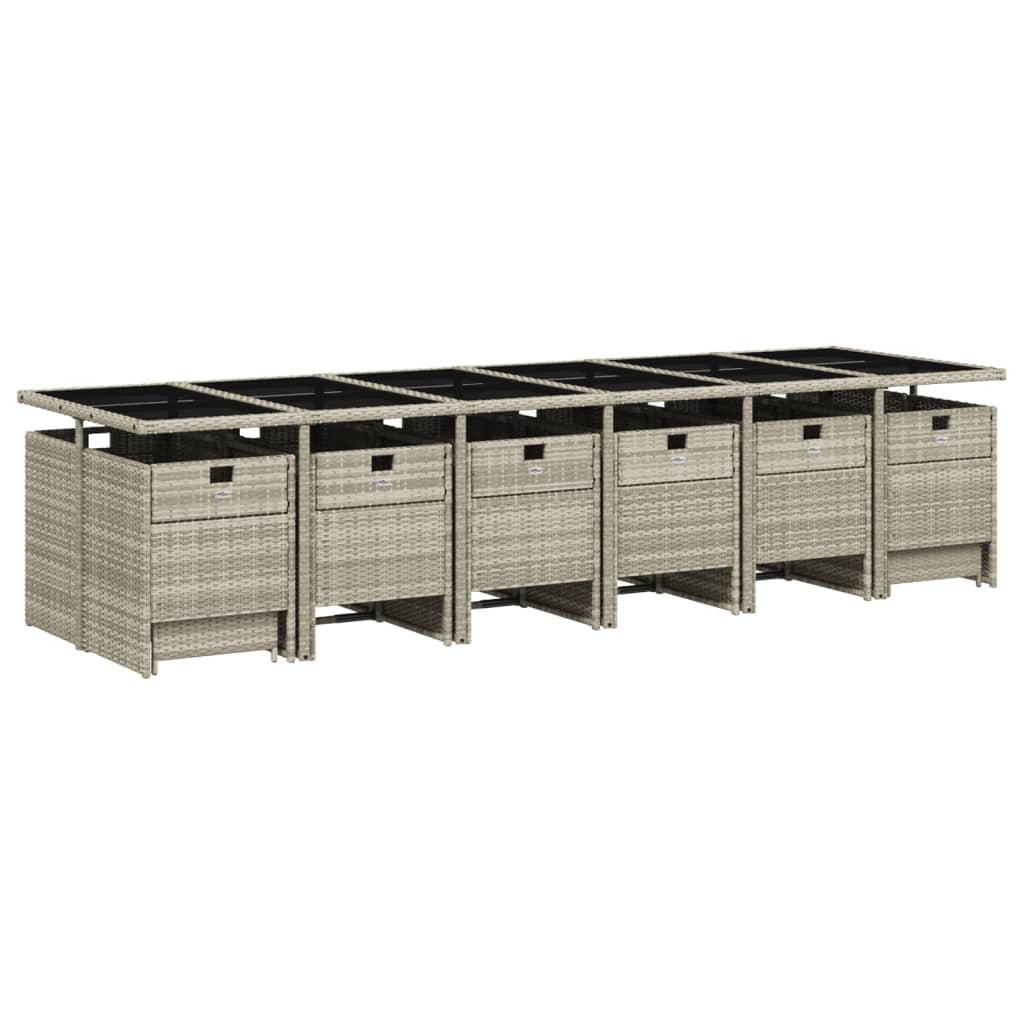 17-delige Tuinset met kussens poly rattan lichtgrijs is nu te koop bij PeponiXL, paradijselijk wonen!