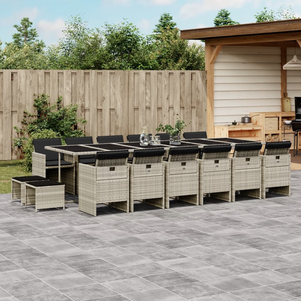 17-delige Tuinset met kussens poly rattan lichtgrijs is nu te koop bij PeponiXL, paradijselijk wonen!