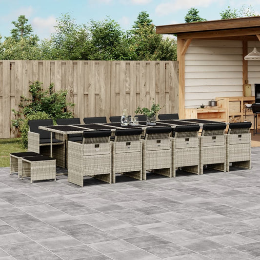 17-delige Tuinset met kussens poly rattan lichtgrijs is nu te koop bij PeponiXL, paradijselijk wonen!