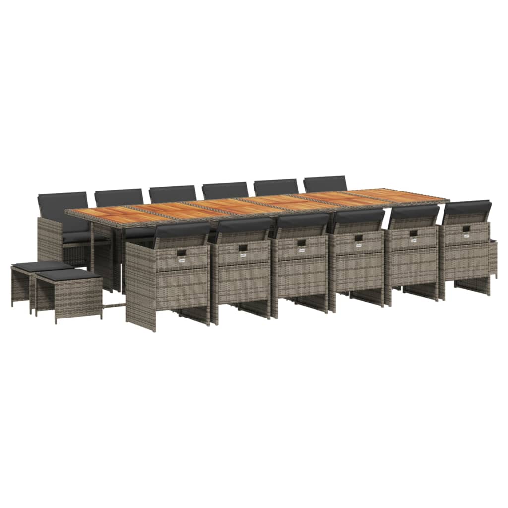 17-delige Tuinset met kussens poly rattan grijs is nu te koop bij PeponiXL, paradijselijk wonen!