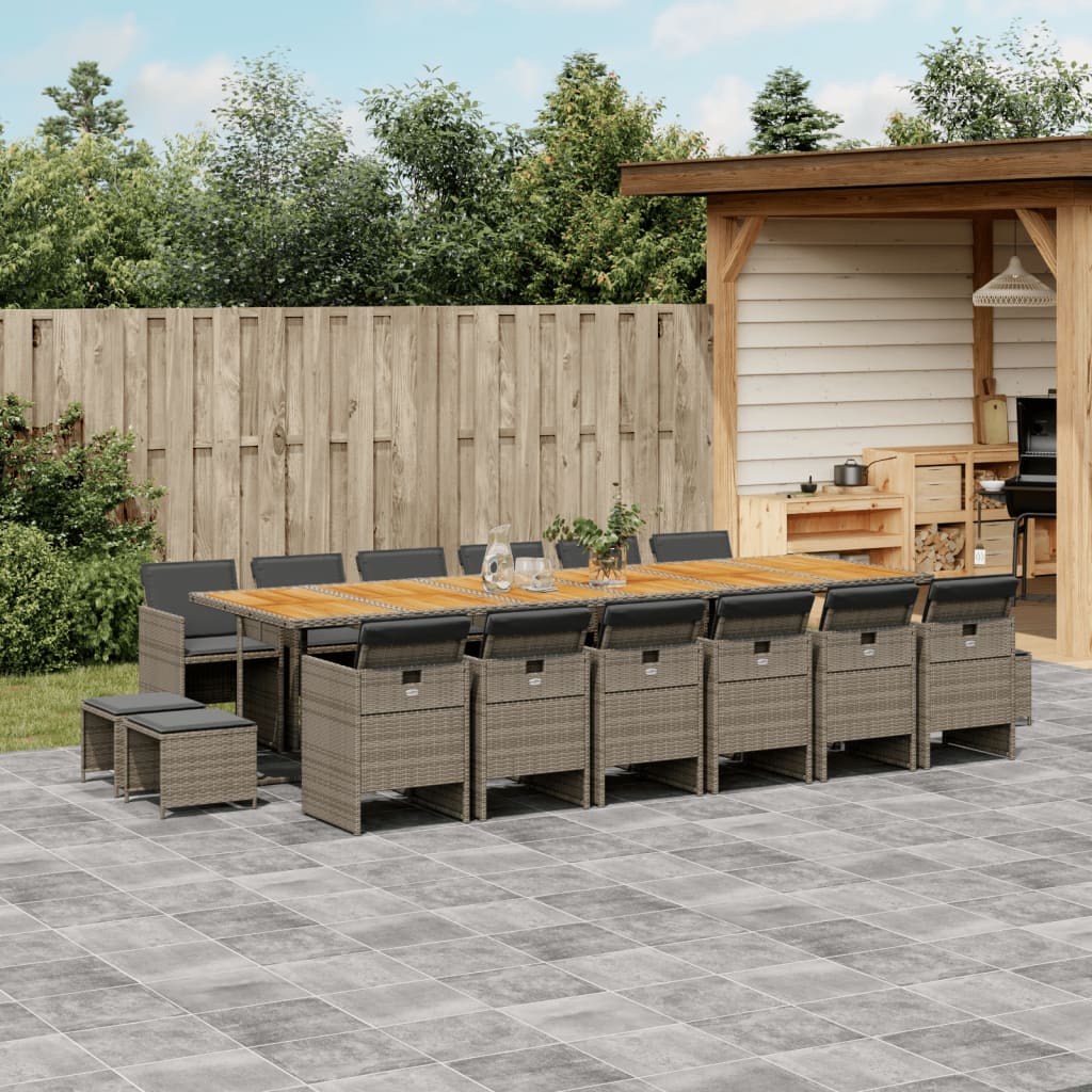 17-delige Tuinset met kussens poly rattan grijs is nu te koop bij PeponiXL, paradijselijk wonen!