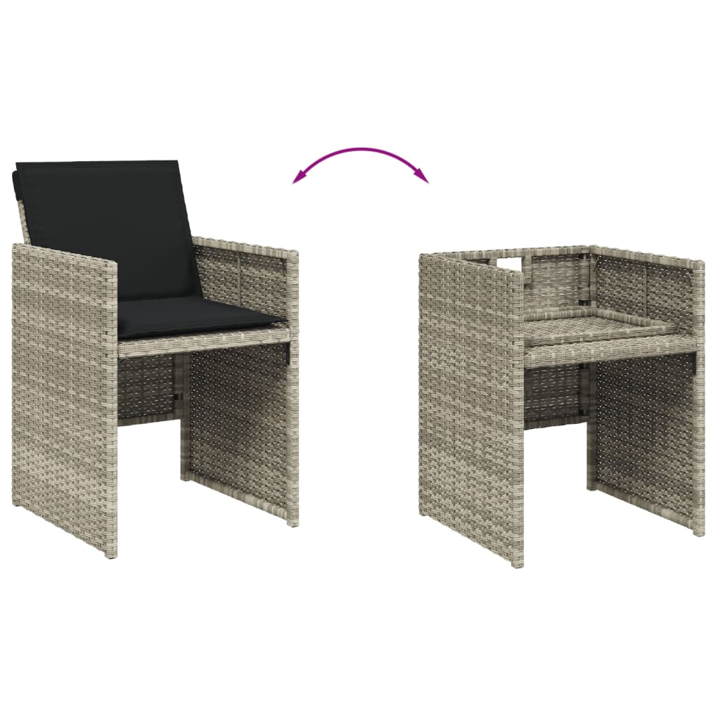 9-delige Tuinset met kussens poly rattan lichtgrijs is nu te koop bij PeponiXL, paradijselijk wonen!