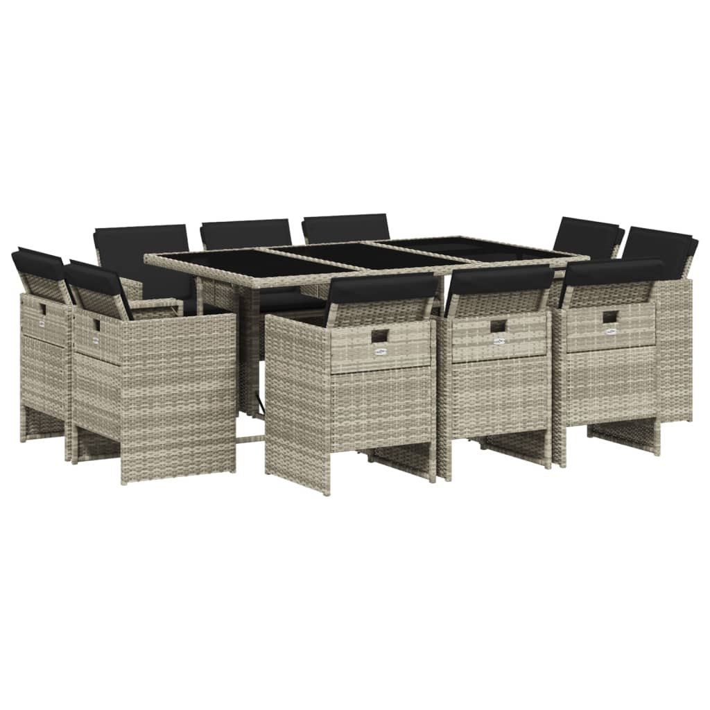 11-delige Tuinset met kussens poly rattan lichtgrijs is nu te koop bij PeponiXL, paradijselijk wonen!