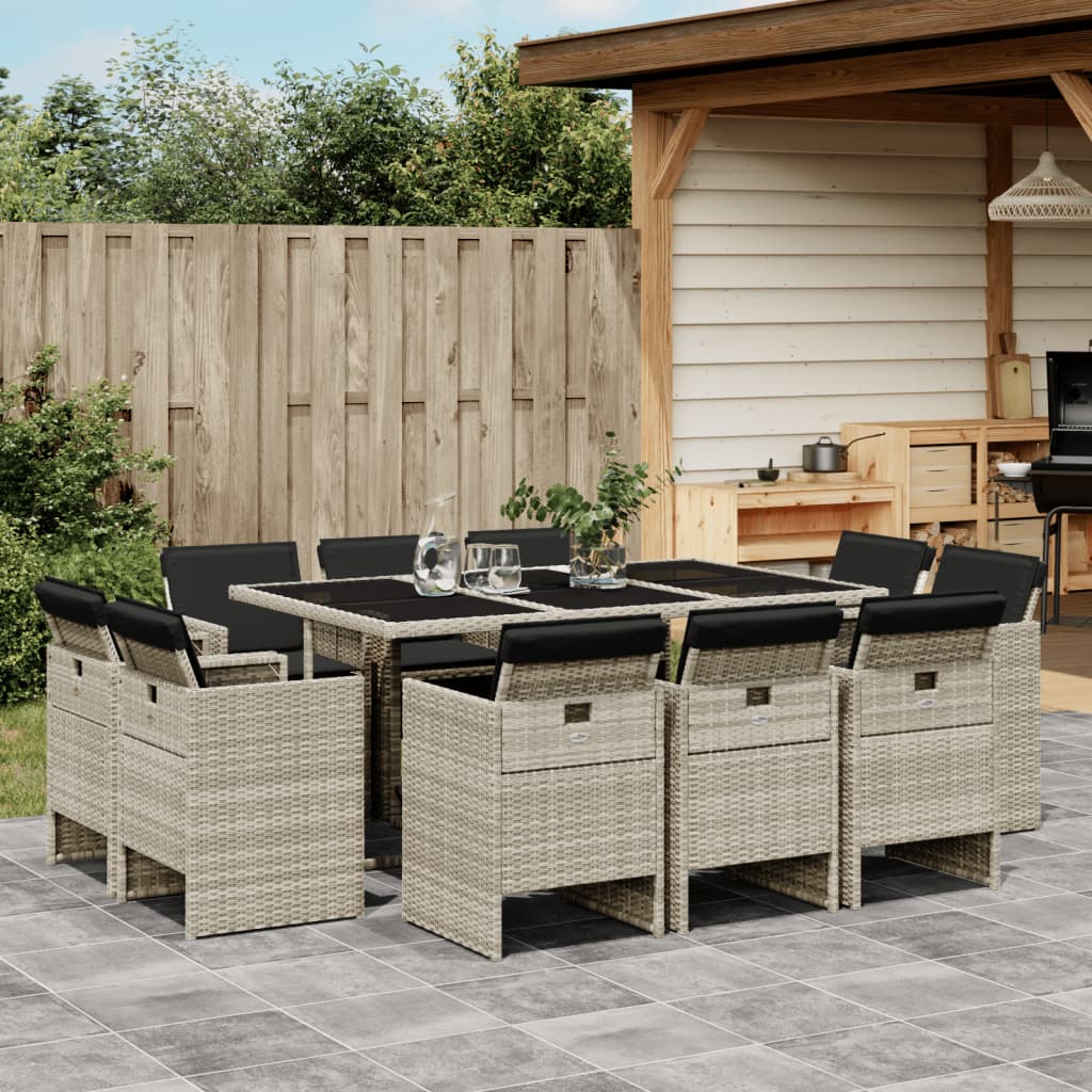 11-delige Tuinset met kussens poly rattan lichtgrijs is nu te koop bij PeponiXL, paradijselijk wonen!