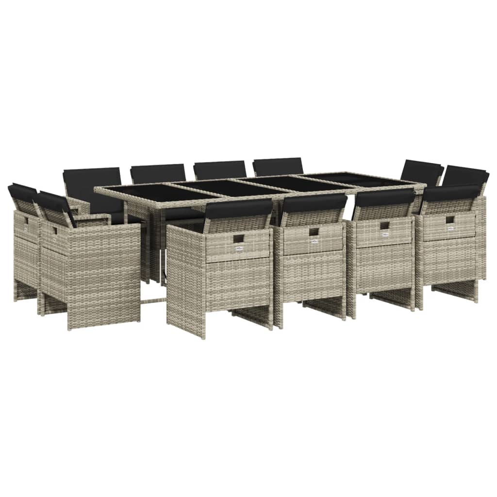13-delige Tuinset met kussens poly rattan lichtgrijs is nu te koop bij PeponiXL, paradijselijk wonen!