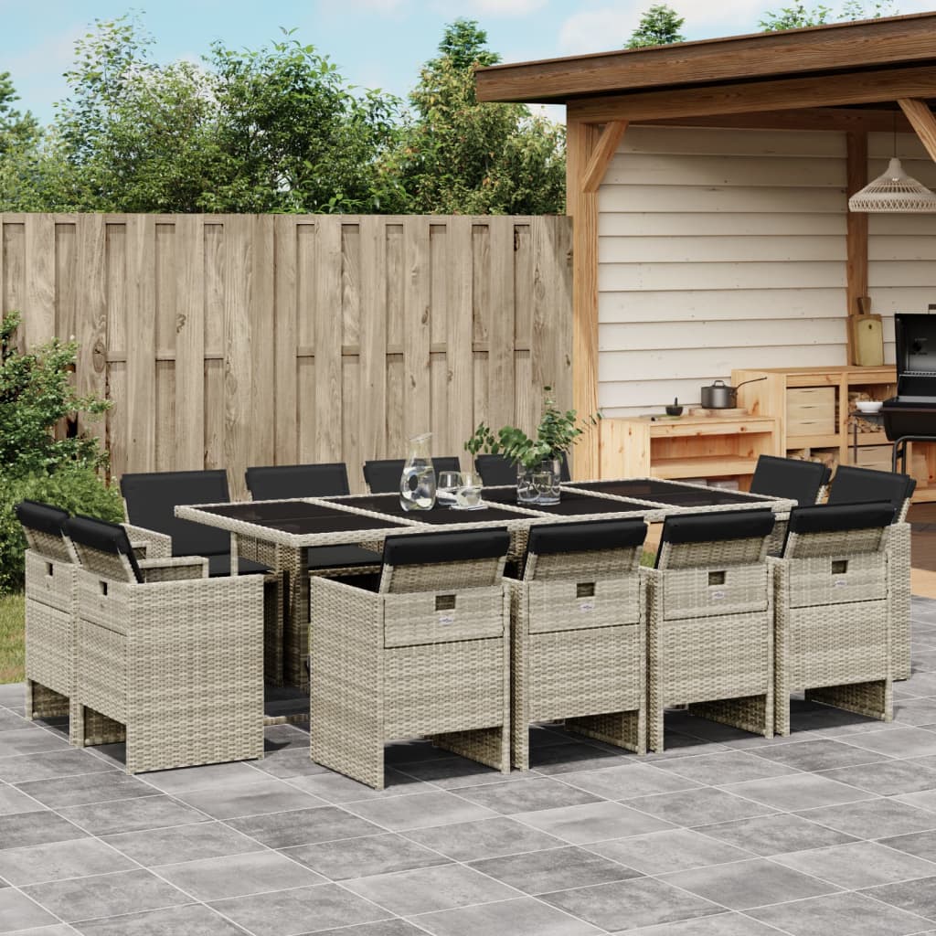 13-delige Tuinset met kussens poly rattan lichtgrijs is nu te koop bij PeponiXL, paradijselijk wonen!