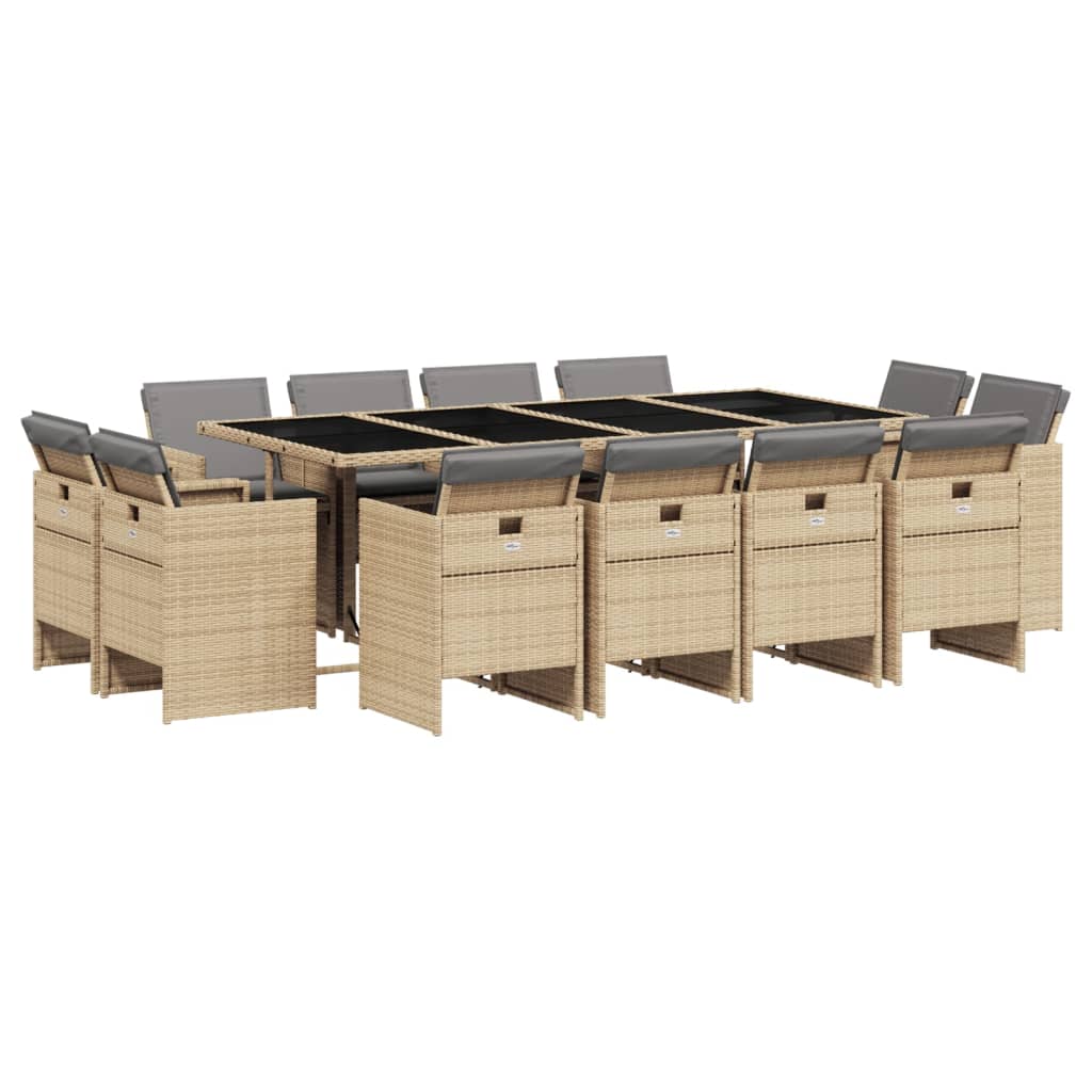 13-delige Tuinset met kussens poly rattan gemengd beige is nu te koop bij PeponiXL, paradijselijk wonen!