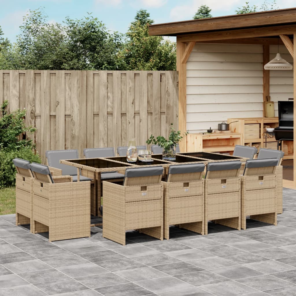 13-delige Tuinset met kussens poly rattan gemengd beige is nu te koop bij PeponiXL, paradijselijk wonen!