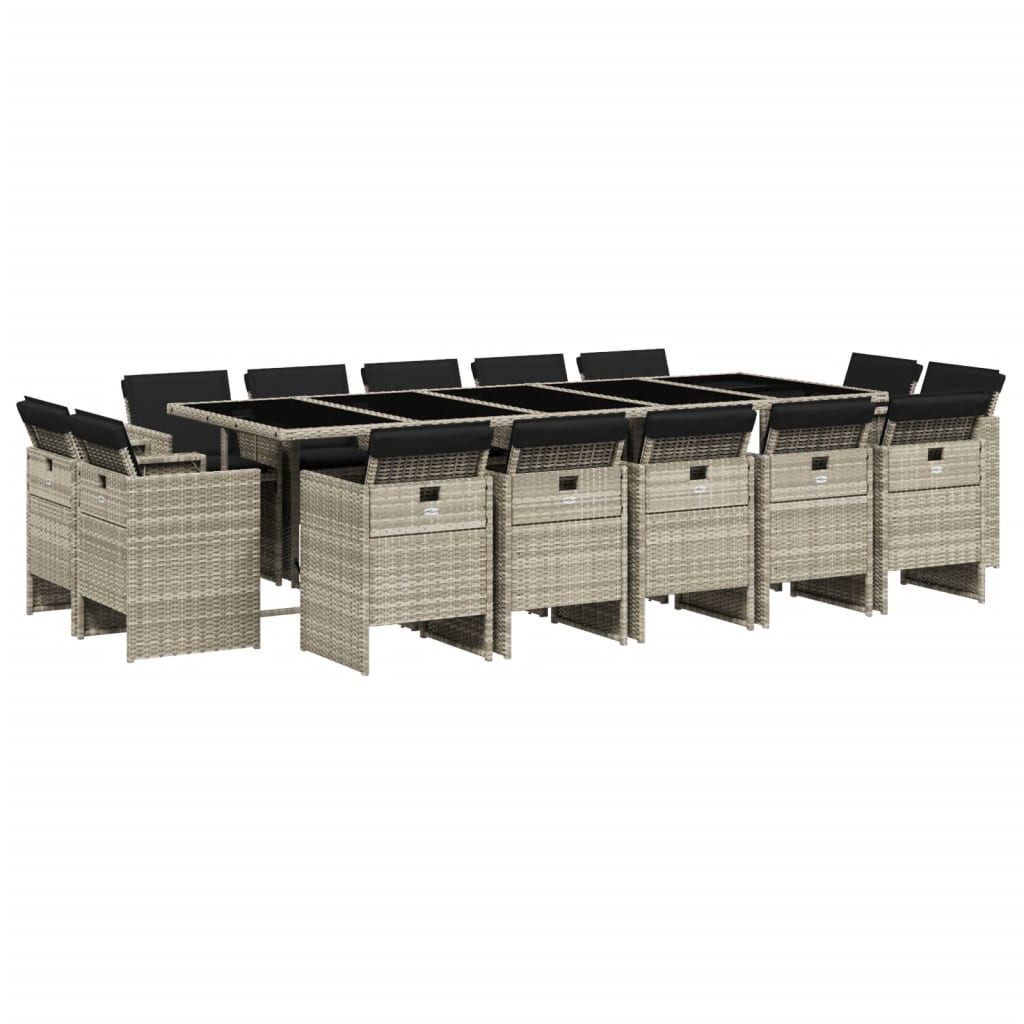 15-delige Tuinset met kussens poly rattan lichtgrijs is nu te koop bij PeponiXL, paradijselijk wonen!