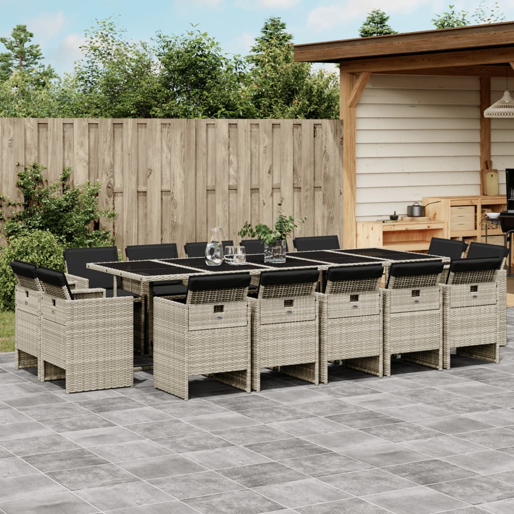 15-delige Tuinset met kussens poly rattan lichtgrijs is nu te koop bij PeponiXL, paradijselijk wonen!
