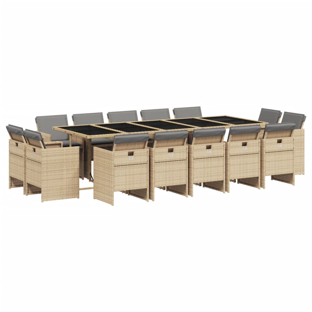 15-delige Tuinset met kussens poly rattan gemengd beige is nu te koop bij PeponiXL, paradijselijk wonen!