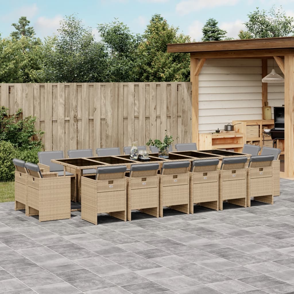 17-delige Tuinset met kussens poly rattan gemengd beige is nu te koop bij PeponiXL, paradijselijk wonen!