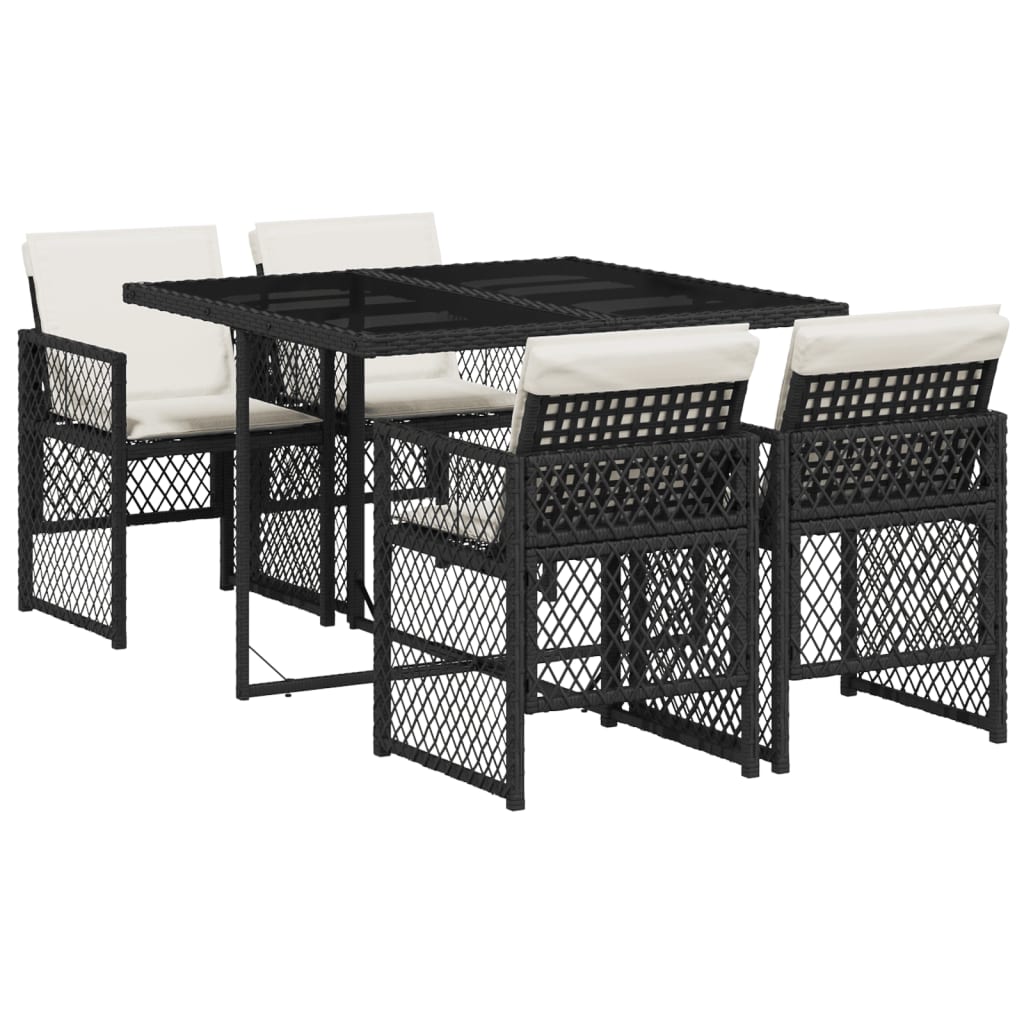 5-delige Tuinset met kussens poly rattan zwart is nu te koop bij PeponiXL, paradijselijk wonen!