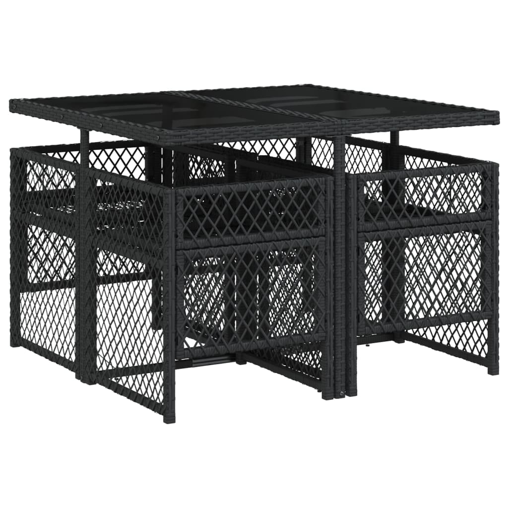 5-delige Tuinset met kussens poly rattan zwart is nu te koop bij PeponiXL, paradijselijk wonen!